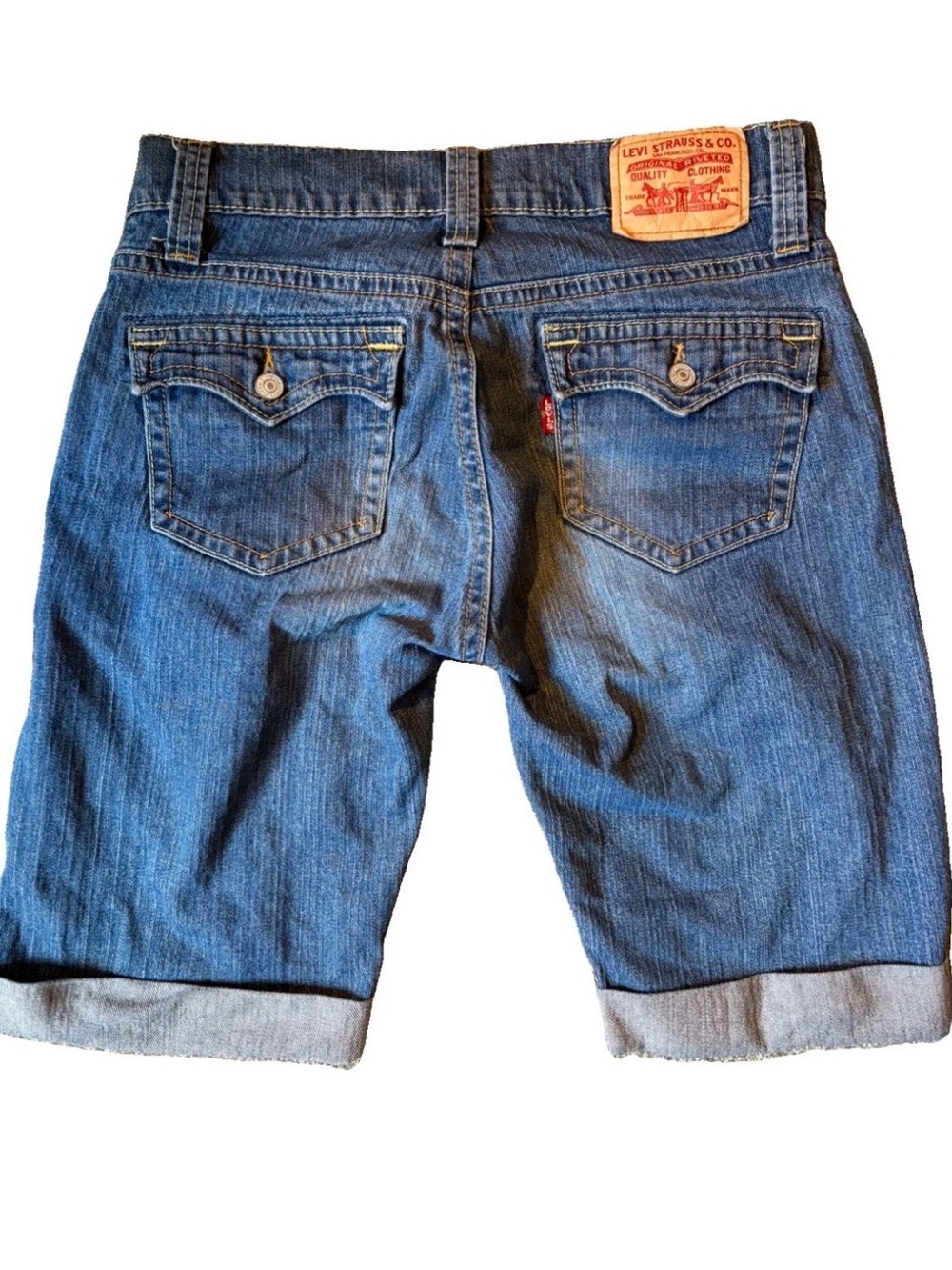 Levi's 542 Women’s Low Rise Roll Cuffed Bermuda Blue Jean Shorts Vintage Y2K